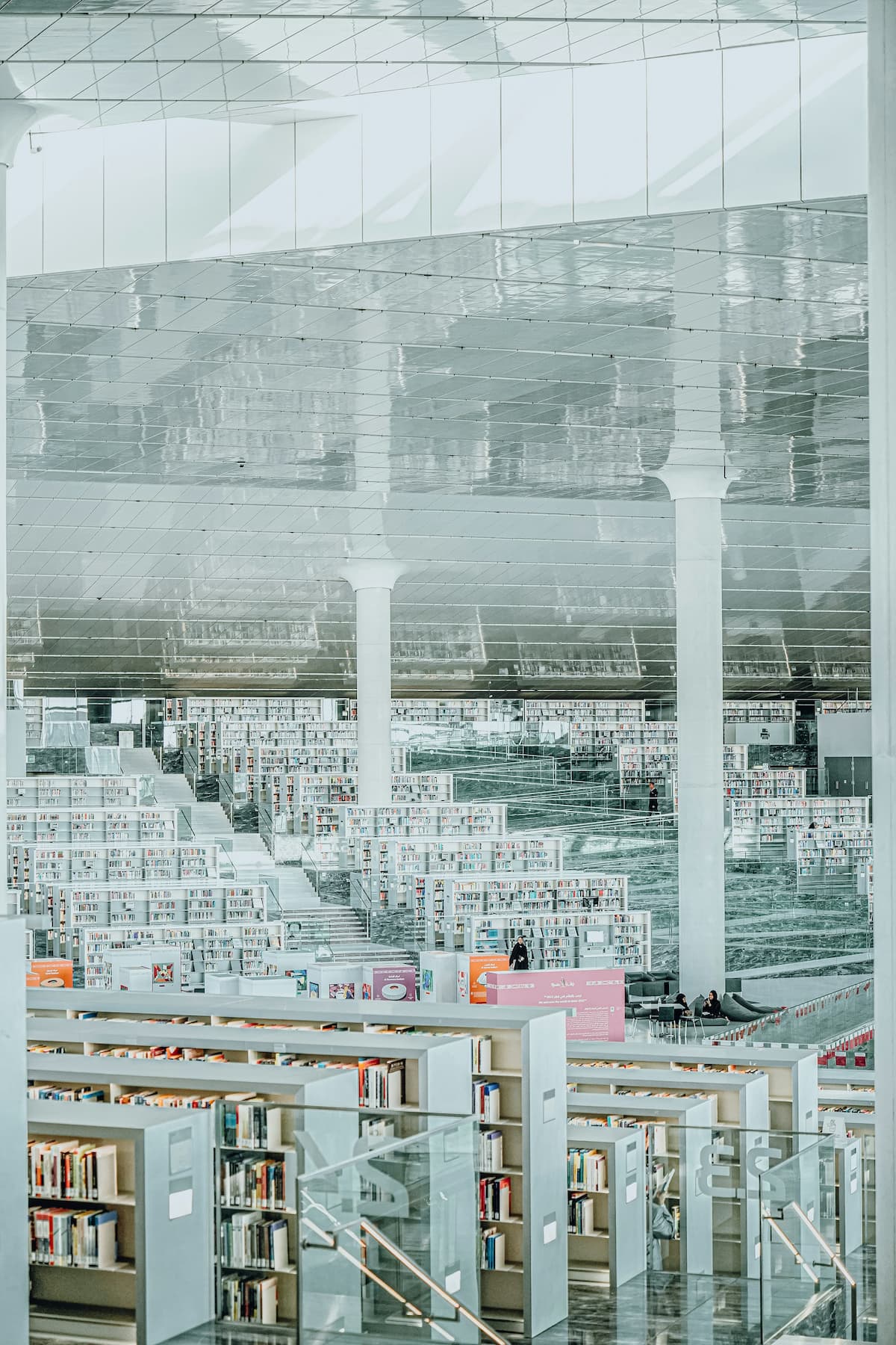 The reading galleries of a modern library